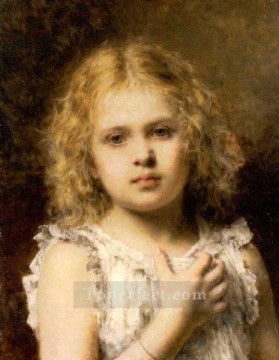 Alexei Harlamov Painting - A Young Beauty girl portrait Alexei Harlamov